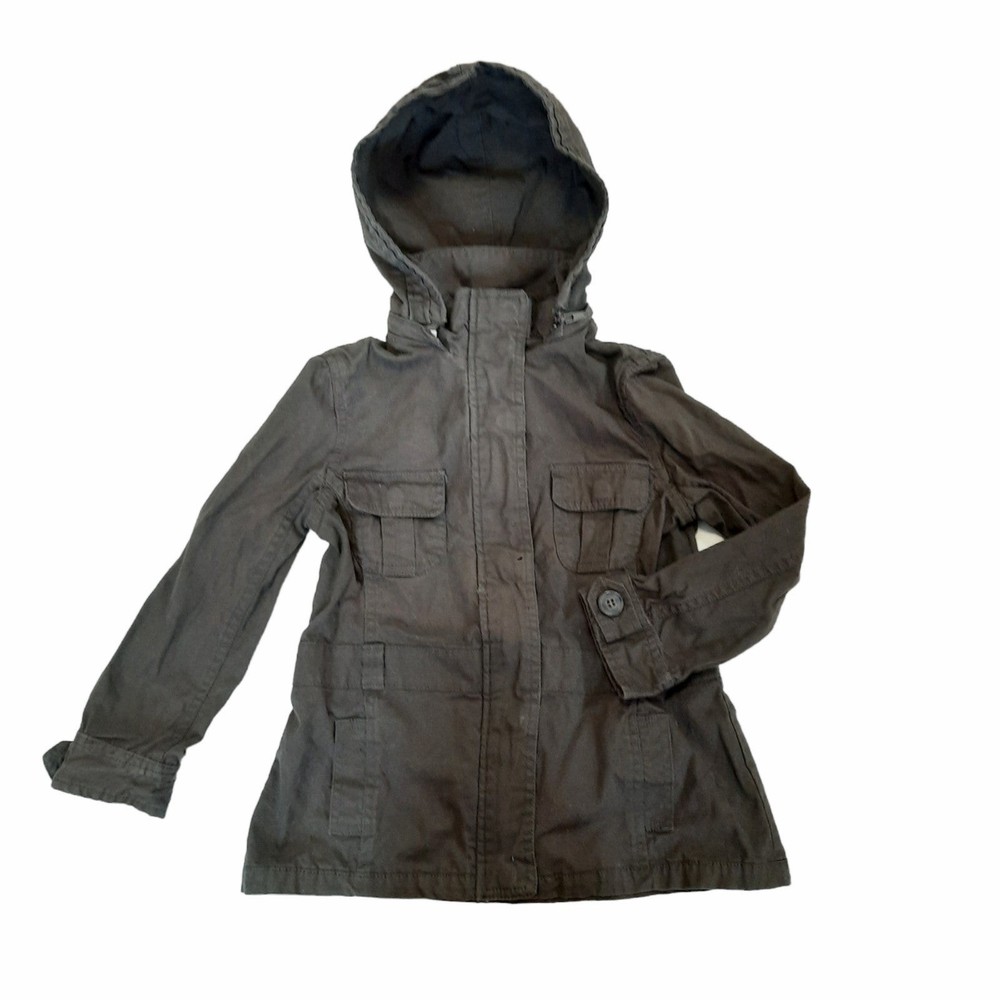 Massimo Dutti Girls Olive Semi-Fitted Anorak Jacket 5/6